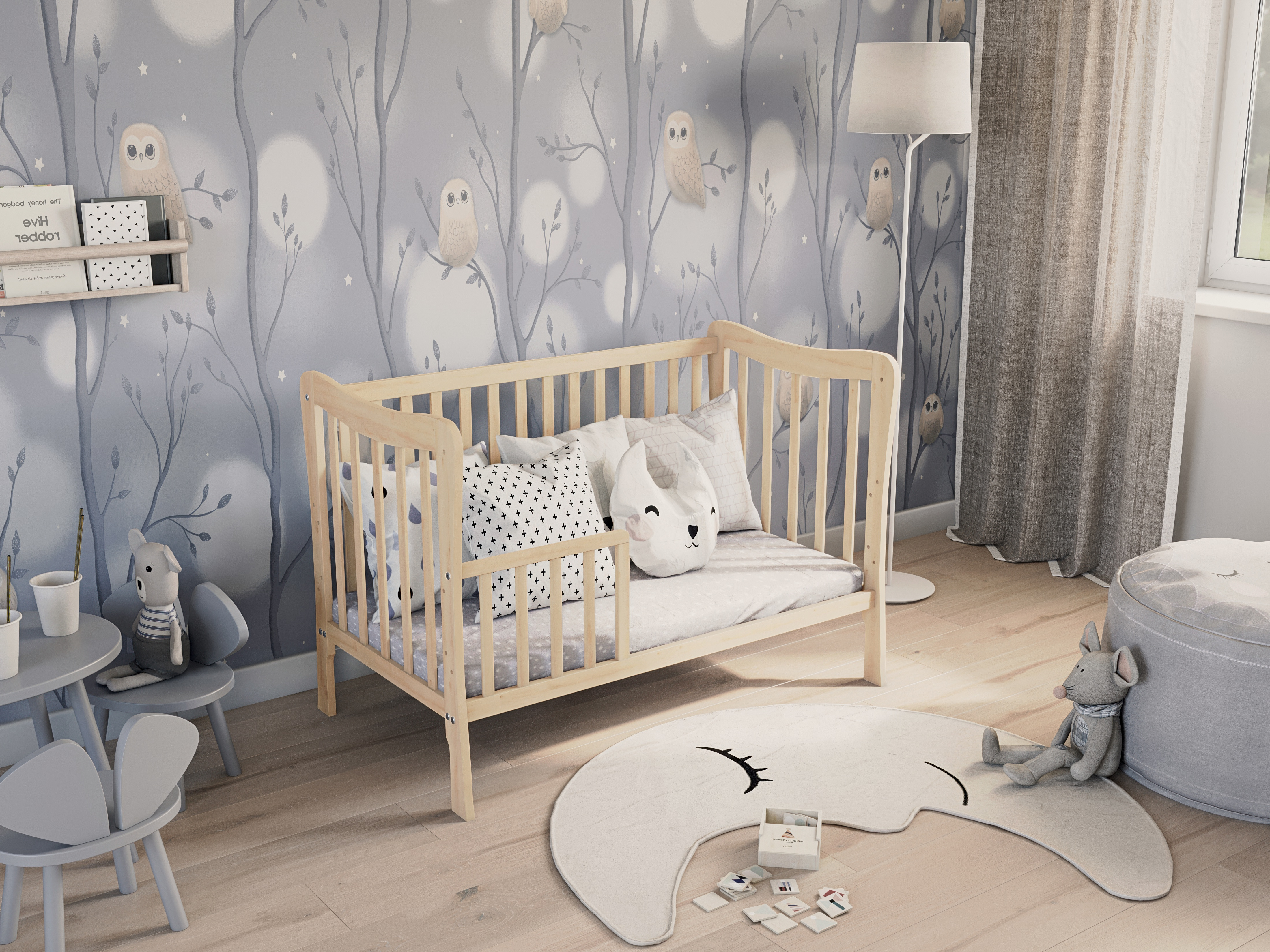 sasha 2w1 - łóżeczko drewniane z barierką